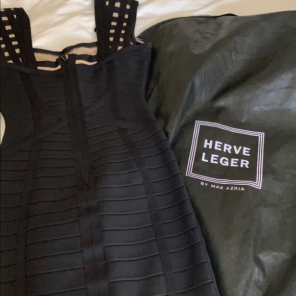 Herve Leger Sweetheart Black Bandage Dress - Picture 2 of 7